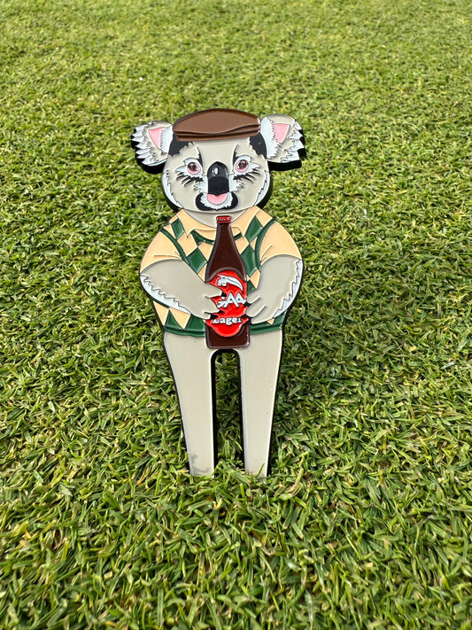 Golfing Koala divot tool + ball marker & hat clip