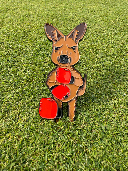 Boxing Kangaroo divot tool + ball marker & hat clip